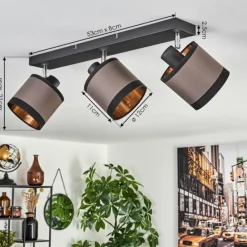 Lampes En Tissu-hofstein Plafonnier Lohobe Chrome, Noir, 3 lumières