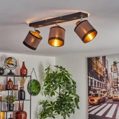 Lampes En Tissu-hofstein Plafonnier Lohobe Chrome, Noir, 3 lumières