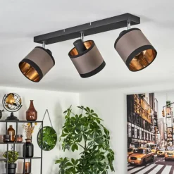 Lampes En Tissu-hofstein Plafonnier Lohobe Chrome, Noir, 3 lumières