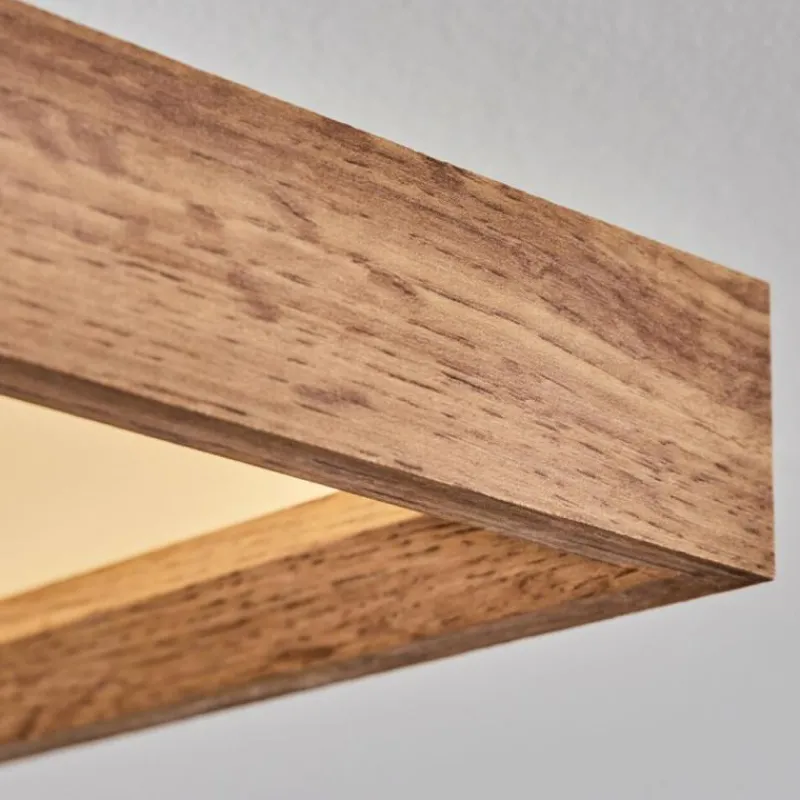 hofstein Plafonnier Longvic LED Brun, Couleur bois, Noir, 1 lumière