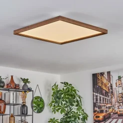 hofstein Plafonnier Longvic LED Brun, Couleur bois, Noir, 1 lumière