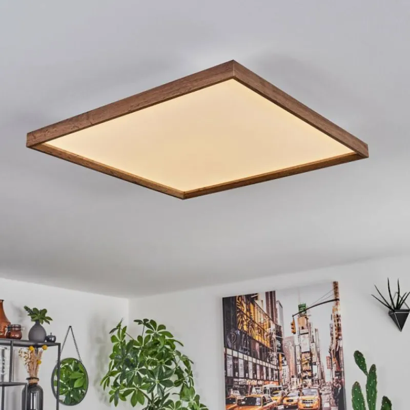 hofstein Plafonnier Longvic LED Brun, Couleur bois, Noir, 1 lumière