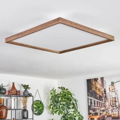 hofstein Plafonnier Longvic LED Brun, Couleur bois, Noir, 1 lumière