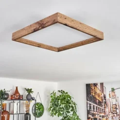 hofstein Plafonnier Longvic LED Brun, Couleur bois, Noir, 1 lumière