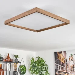 hofstein Plafonnier Longvic LED Brun, Couleur bois, Noir, 1 lumière