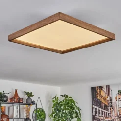 hofstein Plafonnier Longvic LED Brun, Couleur bois, Noir, 1 lumière, Télécommandes