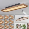 hofstein Plafonnier Longvic LED Brun, Couleur bois, Noir, 1 lumière, Télécommandes