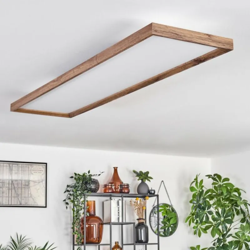 hofstein Plafonnier Longvic LED Couleur bois, Noir, 1 lumière