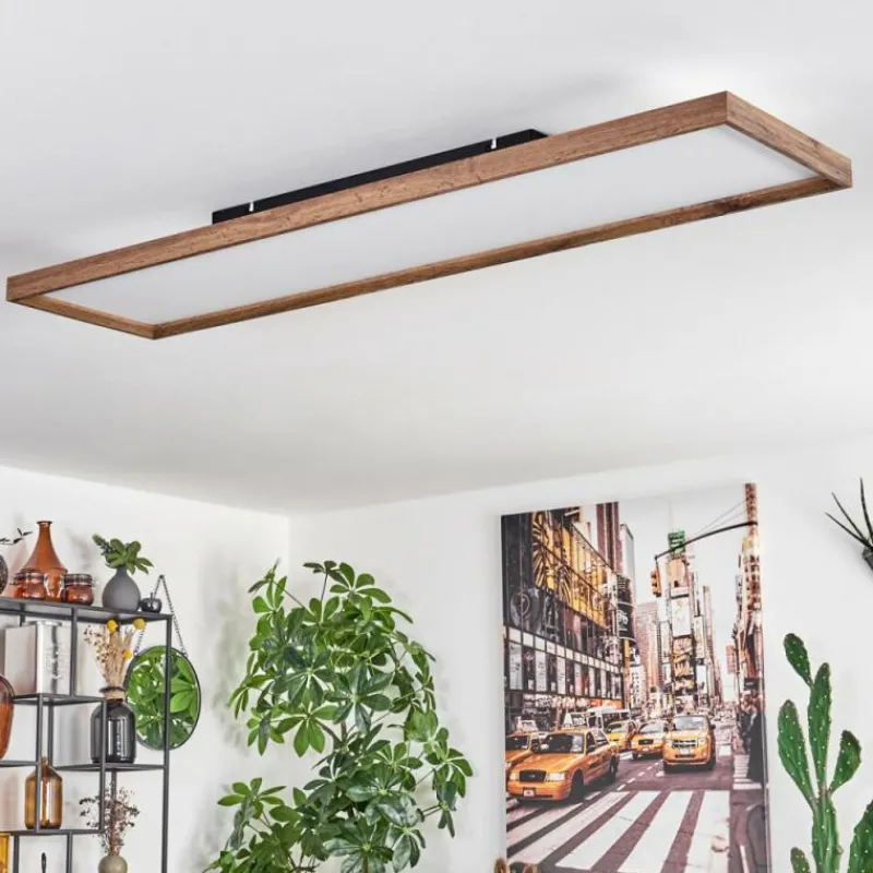 hofstein Plafonnier Longvic LED Couleur bois, Noir, 1 lumière