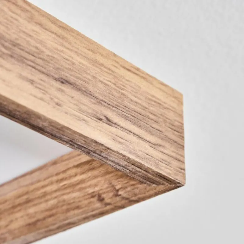 hofstein Plafonnier Longvic LED Couleur bois, Noir, 1 lumière, Télécommandes