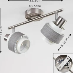 hofstein Plafonnier Lotorp Nickel mat, 2 lumières* Spots Et Projecteurs
