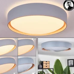Lampes En Bois-hofstein Plafonnier Louea LED Brun, Gris, Couleur bois, 1 lumière