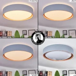 Lampes En Bois-hofstein Plafonnier Louea LED Brun, Gris, Couleur bois, 1 lumière