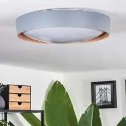 Lampes En Bois-hofstein Plafonnier Louea LED Brun, Gris, Couleur bois, 1 lumière