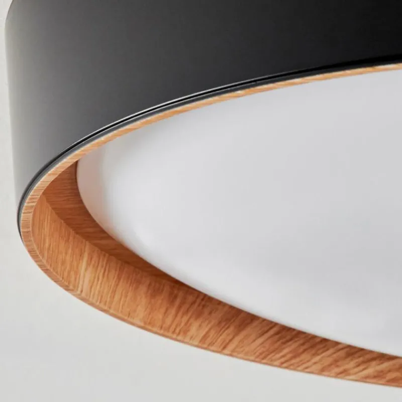 hofstein Plafonnier Louea LED Brun, Couleur bois, Noir, 1 lumière