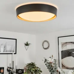 hofstein Plafonnier Louea LED Brun, Couleur bois, Noir, 1 lumière