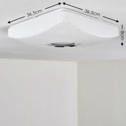 hofstein Plafonnier Lovisa LED Chrome, Blanc, 1 lumière, Télécommandes, Changeur de couleurs* Éclairage Led