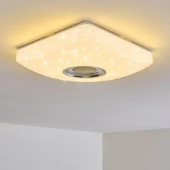 hofstein Plafonnier Lovisa LED Chrome, Blanc, 1 lumière, Télécommandes, Changeur de couleurs* Éclairage Led
