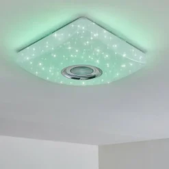 hofstein Plafonnier Lovisa LED Chrome, Blanc, 1 lumière, Télécommandes, Changeur de couleurs* Éclairage Led