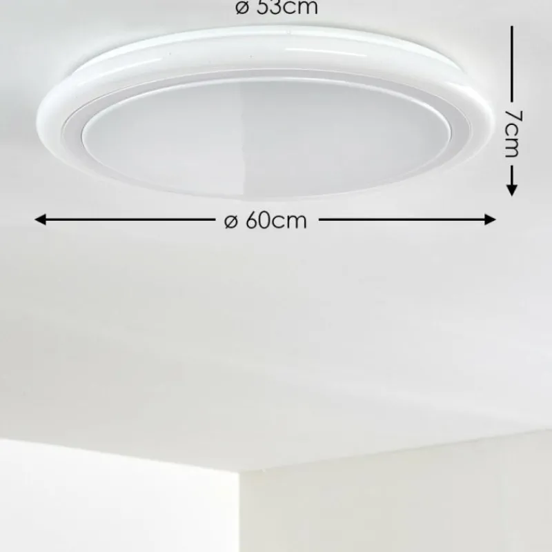 hofstein Plafonnier Lowell LED Blanc, 2 lumières, Télécommandes, Changeur de couleurs