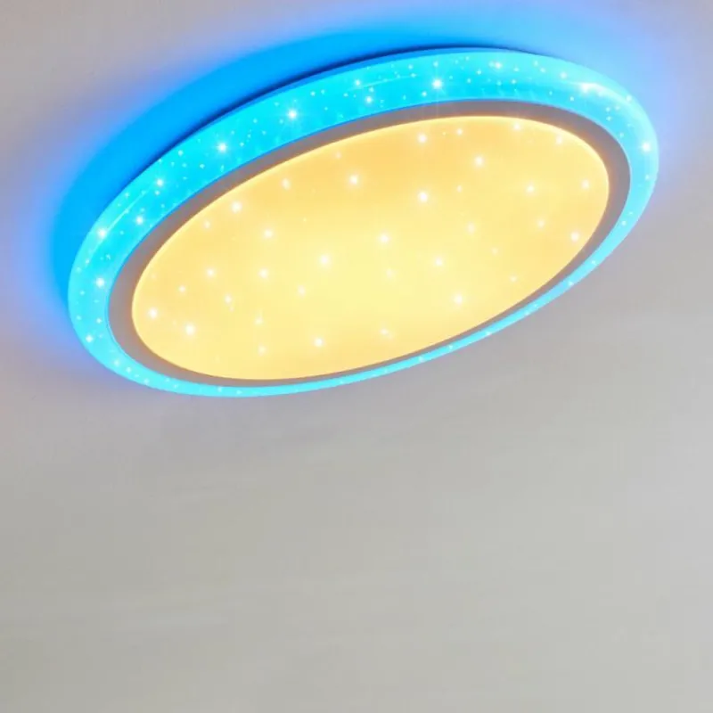 hofstein Plafonnier Lowell LED Blanc, 2 lumières, Télécommandes, Changeur de couleurs