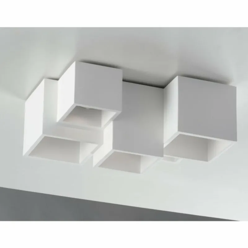 Luce Design Plafonnier Luce-Design Foster peut être peint avec de la peinture ordinaire, Blanc, 5 lumières* Plafonniers