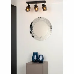 Suspension Verre Fumé-Luminaires Lucide Plafonnier Lucide ALION Noir, 3 lumières