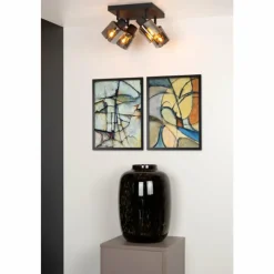 Suspension Verre Fumé-Luminaires Lucide Plafonnier Lucide ALION Noir, 4 lumières