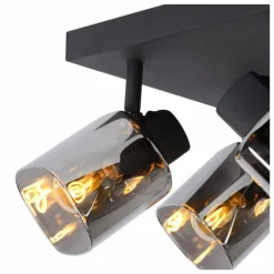 Suspension Verre Fumé-Luminaires Lucide Plafonnier Lucide ALION Noir, 4 lumières