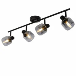 Suspension Verre Fumé-Luminaires Lucide Plafonnier Lucide BJORN Noir, 4 lumières