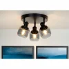 Suspension Verre Fumé-Luminaires Lucide Plafonnier Lucide BJORN Noir, 3 lumières