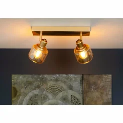 Luminaires Lucide Plafonnier Lucide BJORN Or, Laiton, 2 lumières