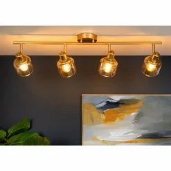 Luminaires Lucide Plafonnier Lucide BJORN Or, Laiton, 4 lumières