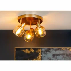 Luminaires Lucide Plafonnier Lucide BJORN Or, Laiton, 3 lumières