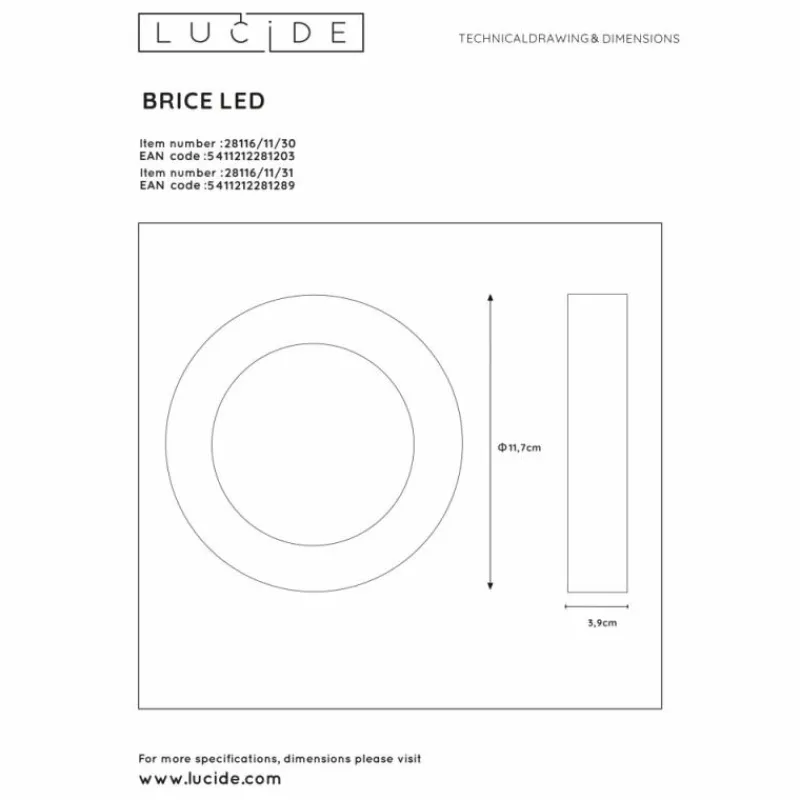 Luminaires Lucide Plafonnier Lucide BRICE LED Noir, 1 lumière* Éclairage Led