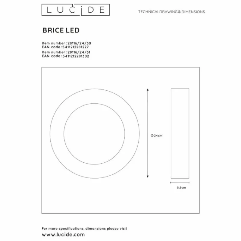 Luminaires Lucide Plafonnier Lucide BRICE LED Noir, 1 lumière* Éclairage Led