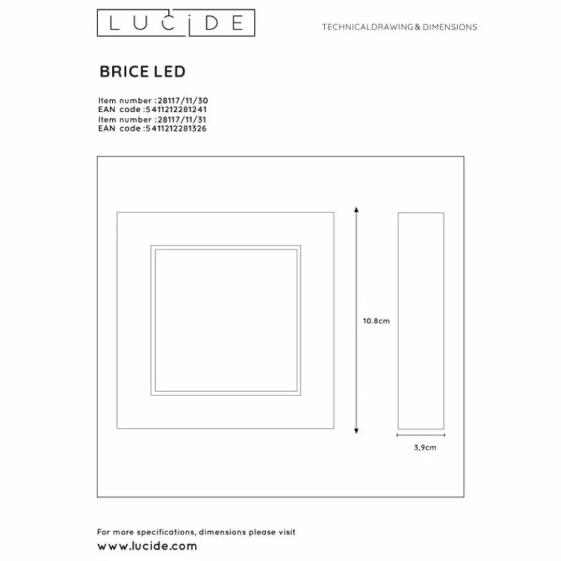 Luminaires Lucide Plafonnier Lucide BRICE LED Noir, 1 lumière* Éclairage Led