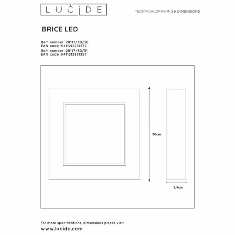 Luminaires Lucide Plafonnier Lucide BRICE LED Blanc, 1 lumière* Éclairage Led