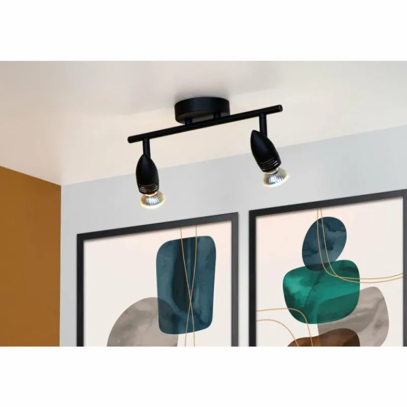 Luminaires Lucide Plafonnier Lucide CARO Noir, 2 lumières* Spots Et Projecteurs