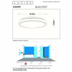 Luminaires Lucide Plafonnier Lucide DASHER LED Noir, 1 lumière, Détecteur de mouvement* Éclairage Led