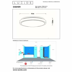 Luminaires Lucide Plafonnier Lucide DASHER LED Noir, 1 lumière, Détecteur de mouvement* Éclairage Led