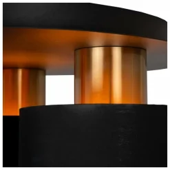 Lampes En Tissu-Luminaires Lucide Plafonnier Lucide FUDRAL Or, Laiton, Noir, 3 lumières