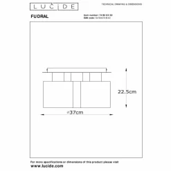 Lampes En Tissu-Luminaires Lucide Plafonnier Lucide FUDRAL Or, Laiton, Noir, 3 lumières