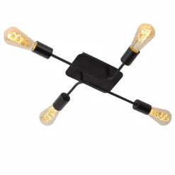 Lampes Vintages & Rétros-Luminaires Lucide Plafonnier Lucide LESTER Noir, 4 lumières
