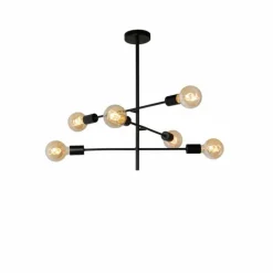Lampes Vintages & Rétros-Luminaires Lucide Plafonnier Lucide LESTER Noir, 6 lumières