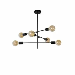 Lampes Vintages & Rétros-Luminaires Lucide Plafonnier Lucide LESTER Noir, 6 lumières