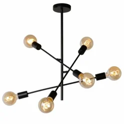 Lampes Vintages & Rétros-Luminaires Lucide Plafonnier Lucide LESTER Noir, 6 lumières