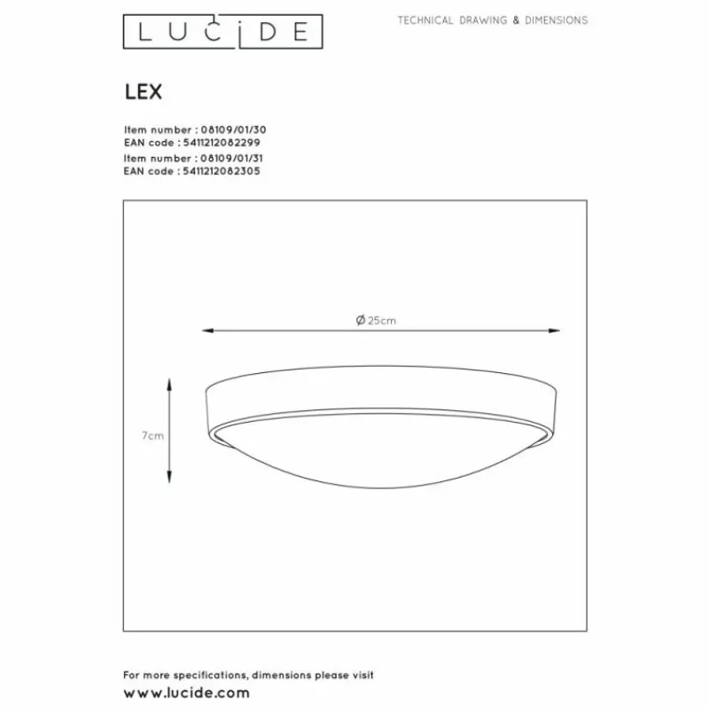 Luminaires Rustiques-Luminaires Lucide Plafonnier Lucide LEX Blanc, 1 lumière