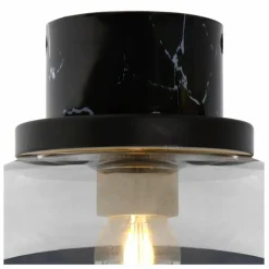 Luminaires Rustiques-Luminaires Lucide Plafonnier Lucide LORENA Aspect marbre, Noir, 1 lumière