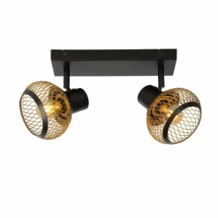 Lampes Dorées-Luminaires Lucide Plafonnier Lucide LUCAS Noir, 2 lumières